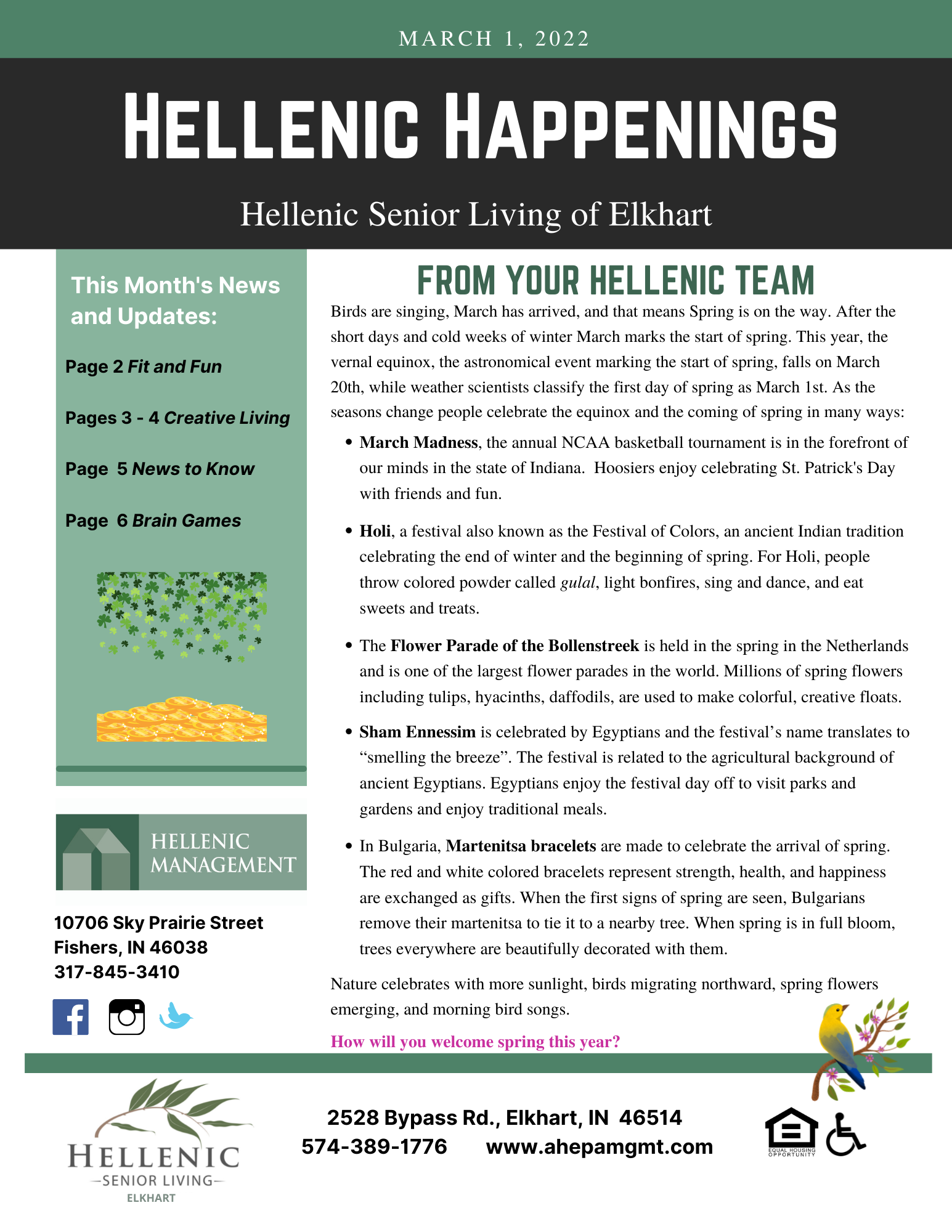 Hellenic Happenings March 2022 Newsletter, page 1